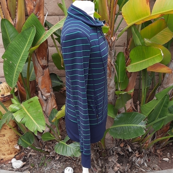 Lululemon Nice Asana Jacket slalom stripe inkwell navy green 8 - Picture 3 of 13